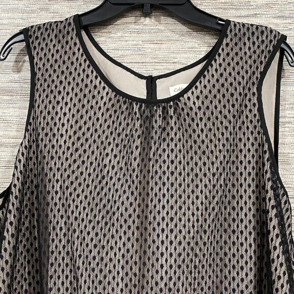 Cold water Creek Sheer Black Polka Dot Sleeveless Top Back Keyhole  Plus Size 22 - Picture 3 of 7